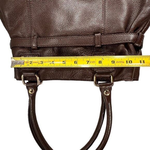 ELLIOTT LUCCA Brown Woven Leather Bucket Hobo Purse Shoulder Bag Buckle Pockets - Picture 9 of 13